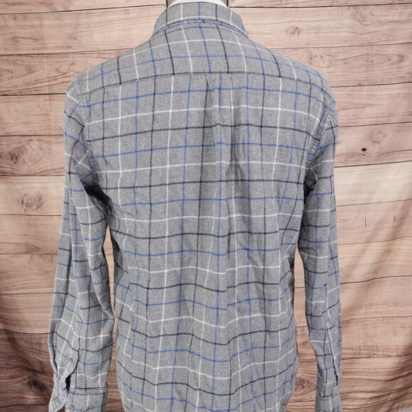 CROFT & BARROW GREY CHECK FLANNEL BUTTON DOWN SHIRT MENS SIZE M MEDIUM - Picture 4 of 6